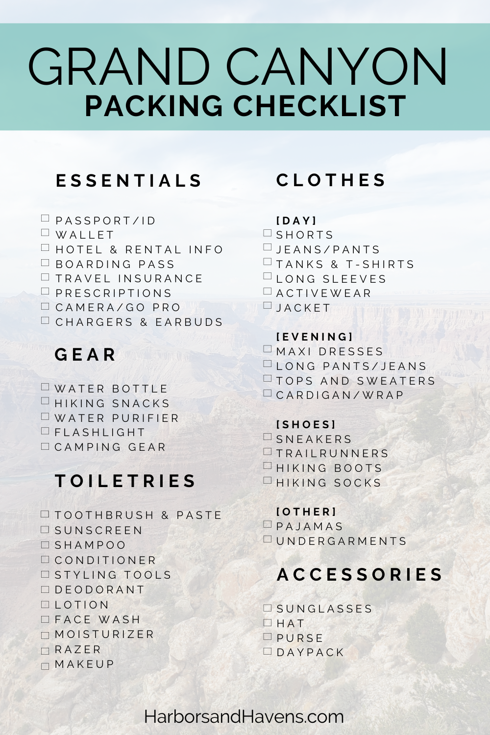 Grand Canyon Packing List and What to Wear at the Grand Canyon Harbors Havens